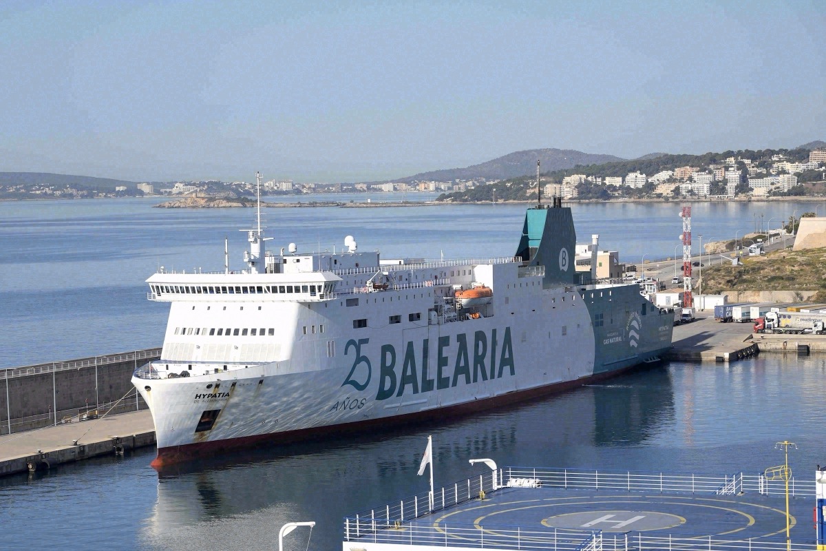 Ferry approaching the coast of Mallorca