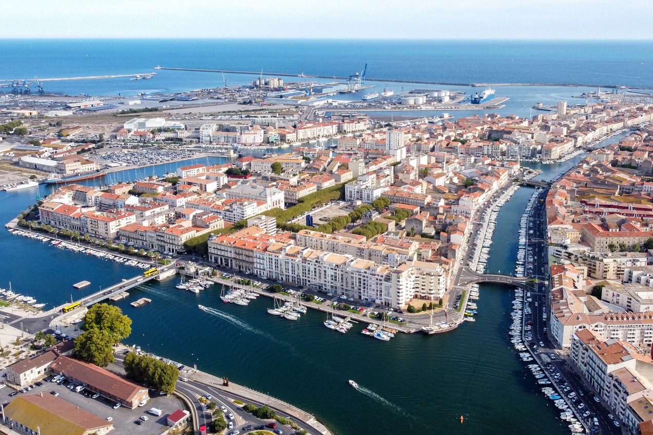 Canals and old town of Sète in southern France